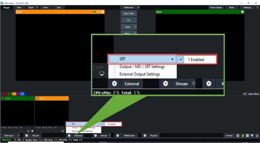 So stellen Sie den Video-Encoder und -Decoder in der Vmix-Software ein