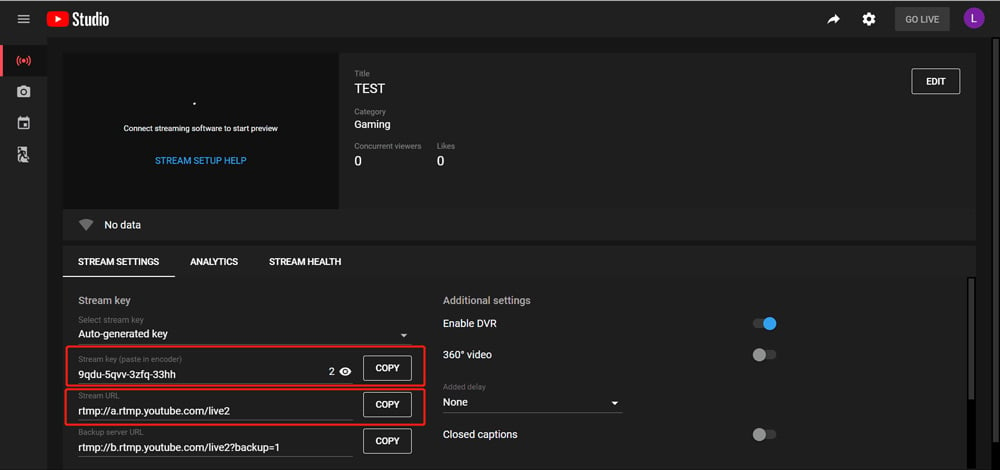 Trova le impostazioni del tuo streaming, controllalo come sotto