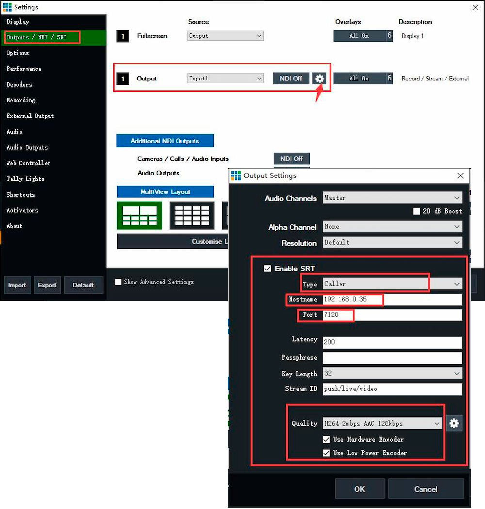 So stellen Sie den Video-Encoder und -Decoder in der Vmix-Software ein