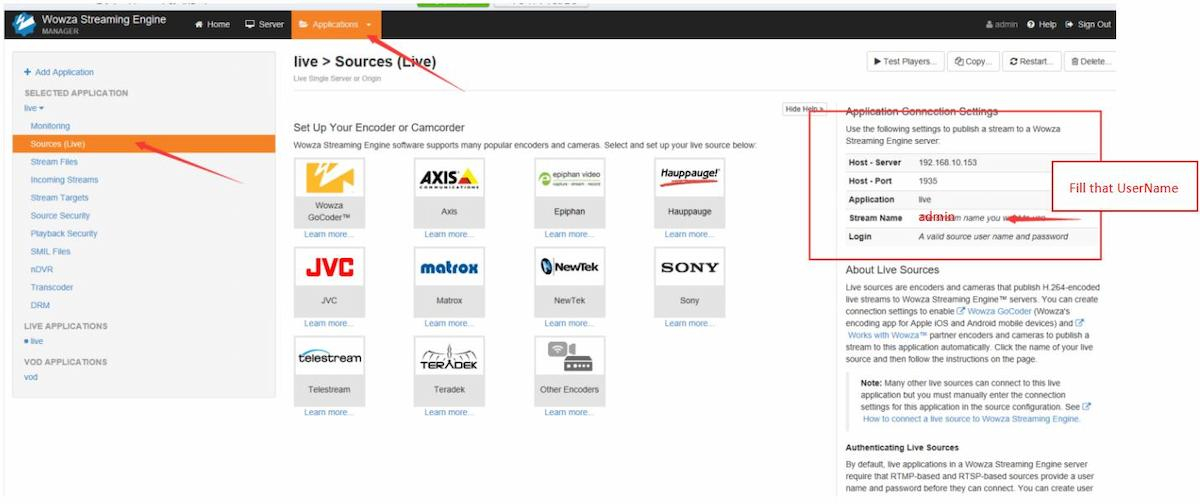 كيفية البث على Wowza بواسطة RTMP